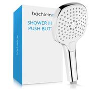Bächlein Universal Shower Head - Shower Head with 3 Spray Types, Easy to Change with Practical Push Button - Square Shower Head Chrome - Hand Shower with Standard G 1/2" Connection Dimension