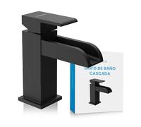 Bächlein Water Tap for The Bathroom in Stream Design, Single-Lever Mixer with Durable Ceramic Cartridge and Installation Set, Matt Black Bathroom Faucet