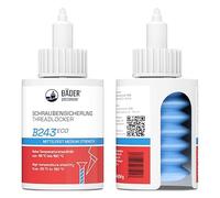BÄDER Threadlocker B243Eco Medium Strength Blue 50ml Bottle - High Temperature Resistant, Fluorescent - Works on All Metals and Threads, for Large Threads - Quality Made in Germany