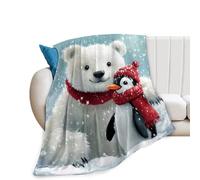 Baegopa Polar Bear Blanket Penguin Throw Blankets Christmas Blanket 50"X40"