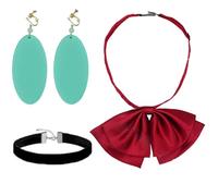 BAEHEU Anime Momo Ayase Cosplay Earrings Choker Red Bow Tie Outfit Momo Costume Accessories for Women, Multicolored, One Size