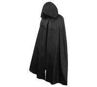 BAEHEU White Wolf Costume Cosplay Black Hooded Cloak Cape Witch Halloween Outfit for Adults, Black, XL