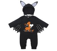 BAEIDO My First Halloween Outfit Baby, One-Piece Newborn Girl Boy Bat Costume,Infant Romper Jumpsuit with Removable Hat Bat Costume for Cosplay Party (Black, 3-6 Months)