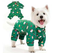 BAEJMJK Cute Christmas Dog Pajamas Stretchy Xmas Boy Girl Dog Clothes with D-Ring Holiday Pet Puppy Outfit Comfortable Warm Dogs Jumpsuit for Small Dogs Cats(Green,X-Small)