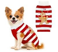 BAEJMJK Dog Christmas Sweater Striped Xmas Holiday Dog Clothes Warm Turtleneck Pet Puppy Outfits Costume Fall Winter Knit Pullover for Small Medium Large Dogs(Red Gingerbread Man,X-Large)