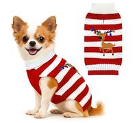 BAEJMJK Dog Christmas Sweater Striped Xmas Holiday Dog Clothes Warm Turtleneck Pet Puppy Outfits Costume Fall Winter Knit Pullover for Small Medium Large Dogs(Red Reindeer B,Medium)