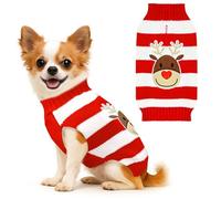 BAEJMJK Dog Christmas Sweater Striped Xmas Holiday Dog Clothes Warm Turtleneck Pet Puppy Outfits Costume Fall Winter Knit Pullover for Small Medium Large Dogs(Red Reindeer A,X-Large)