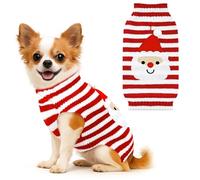 BAEJMJK Dog Christmas Sweater Striped Xmas Holiday Dog Clothes Warm Turtleneck Pet Puppy Outfits Costume Fall Winter Knit Pullover for Small Medium Large Dogs(Red Santa,X-Small)