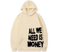 BaeKnyin all we need is money Sweatshirt With Novelty Printing Print Couple Pullover Hip Hop Hoodies New loose casual hoodie-KQBlack-S2