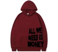 BaeKnyin all we need is money Valentines Couples Matching Graphic Hoodie Hip Street Rapper hoodie Valentine's Day Gifts-JHBlack-S1