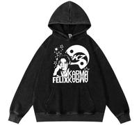 BaeKnyin Stray Kids Casual Jacket Unisex Outwear Sweatshirts Long sleeved fashionable printed pullover with pockets-Black10-M1
