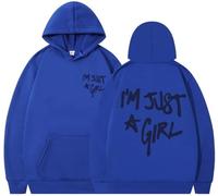 BaeKnyin Unisex Letters Printed Long Sleeved Hooded Sweatshirt I'm Just a Girl Autumn casual pullover hoodie-Blue-4XL1