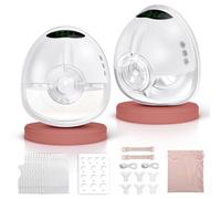 Baemee Breast Pump Hands Free, Wearable Breast Pumps with 4 Modes 9 Levels, Strong Suction, Portable and Wireless, BPA Free, Electric Breastfeeding Pump with 17/19/21/24mm Flanges, 2 Pack Warm White