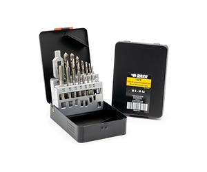BAER HSSG Tap and Die Set for Cutting Taps, Core Hole Drills, Tap Wrenches M3-12