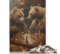 Bären spielen Schach, Puzzle für Erwachsene, 1000-teiliges Puzzle für Erwachsene, anspruchsvolles Spiel, Puzzles, lustige Spiele (75 x 50 cm)