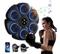 Baergono Music Boxing Machine, Smart Wall Mounted Punching Machine with 9 Speed Modes and Counting Mode, LED Light,Music Boxing Machine for Adults and Children Exercise (Black+Gloves)