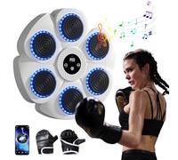 Baergono Music Boxing Machine, Smart Wall Mounted Punching Machine with 9 Speed Modes and Counting Mode, LED Light,Music Boxing Machine for Adults and Children Exercise (White+Gloves)