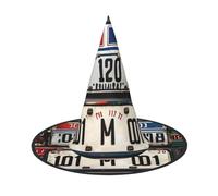 BaerK Halloween Hat â€“ Old License Plate Print Witches Decor Party, Cosplay & Role Play Accessory, Festive Carnival Headband, Black, 1