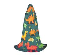 BaerK Halloween Hooded Cape many small Dinosaur Print – Unisex Costume Accessory for Parties, Comic Exhibitions, and More, Black, Medium