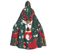 BaerK Halloween Hooded Cloak Costume - Unisex Adult Daisy Flower Print Cape for Parties, Comic Exhibitions, and Themed Events, Christmas Deer, One size