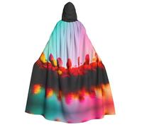 BaerK Halloween Hooded Cloak Costume - Unisex Adult Gothic Rose Print Cape for Parties, Comic Exhibitions, and Themed Events, Bright Beautiful Colorful Art, One Size