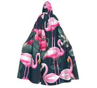 BaerK Halloween Hooded Cloak Costume - Unisex Adult Gothic Rose Print Cape for Parties, Comic Exhibitions, and Themed Events, Flamingo Floral Printed, One size