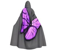 BaerK Halloween Hooded Cloak Costume - Unisex Adult Purple Butterflies Print Cape for Parties, Comic Exhibitions, and Themed Events
