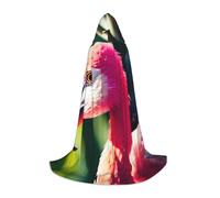 BaerK Medium Halloween Hooded Cape Tropical flamingos and pineapples Print â€“ Unisex Costume Accessory for Parties, Comic Exhibitions, and More