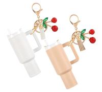 Baerkian 2pcs Mini Tumbler Keychains Compatible with Stanley Cup - Keychains Charms for Women Girls Handbag Backpack, White+coffee, One Size