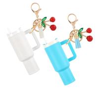 Baerkian Mini Cup Keychains Accessories Compatible with Stanley Cup - Keychains Charms for School Bag Handbag Backpack, White+light Blue, One Size
