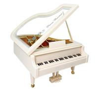 Baeroprki Piano Music Box, White Clockwork Mechanical Musical Boxes, Classical Music Box for Birthday Gift or Desktop Decor