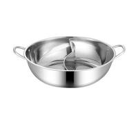 Baeroprki Stainless Steel Twin Divided Double Hotpot Cooker Gas Stove Compatible Pot Home Kitchen Cookware Soup Cooking Pot,30cm