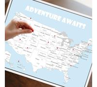 BaErSan Framed USA Travel Map - Push Pin United States Map for Tracking Travels, Home Display, Memory Decor for Travelers, Small Business