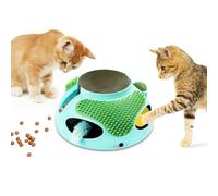 Baeruuss 5 in 1 Cat Toys, Interactive Cat Toys for Indoor Cats, Automatic Interactive Kitten Toys with Plush Toy, Track Bell Ball, Massage Brush, Food Dispenser and Catnip Ball for Cats or Dogs