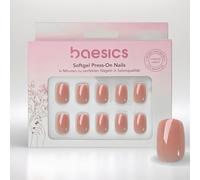 Baesics Soft Gel Press On Nails Coral Square - 30 Piece Nail Set for Home, Reusable, Natural Look, Flexible, Artificial Nails with Adhesive Pads, Salon Quality for Beginners and on the Go