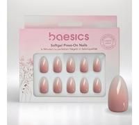 Baesics Softgel Press On Nails Baby Boomer Almond - 30 Piece Nail Set for Home, Reusable, Natural Look, Flexible, Artificial Nails with Adhesive Pads, Salon Quality for Beginners and on the Go