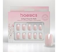 Baesics Softgel Press-On Nails Rose Glazed Square - 30 Nail Set for Home, Reusable, Natural Look, Flexible, Glue-On False Nails with Adhesive Pads, Salon Quality for Beginners