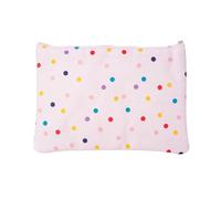 Baesics Women's Cosmetic Bag, 20 x 14 cm, Flat & Small, Toiletry Bag, Handbag Organiser & Makeup Bag with Zip for Make-Up, Case for Small Items and Travel Pharmacy, Polka Love Pink, Minimalist