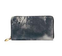 BAFAFA Foggy Mountains and Forest Printed Leather Wallet Women'S Wallet Zipper Wallet Wristlet Wallet Card Holder Ladies Phone Clutch, Black, One Size, Classic