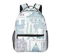 BAFAFA Paris Landmarks Pattern Printed Canvas Bag Laptop Backpack Travel Bag Casual Daypack Hiking Rucksack