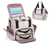 BAFAMYE Large Medicine Storage Bag with 2 Removable Cases, Medicine Storage Bag with Multiple Storage Sections,with Shoulder Strap,Suitable for Travel or Home,Beige