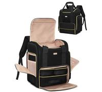 BAFAMYE Large Travel Makeup Bag with 2 Removable Case, Dual-Shoulder Multi-Functional Cosmetic Bag,Double Layer Big Capacity, Portable Toiletry and Skincare Storage Pouch Black