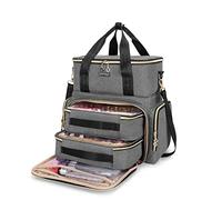 BAFASO Double Layer Nail Polish Organiser Holds 70 Bottles (15ml - 0.5 fl.oz) and a Nail Dryer, Nail Polish Case with 2 Removable Pouches and Tools Storage Sections (Bag Only), Grey, Patented