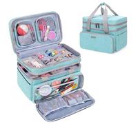 BAFASO Double Layer Sewing Accessories Organizer with 2 Detachable Pouches, Large Sewing Storage Bag for Sewing Tools, Green