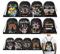 Bafeil 12 Pcs Hispanic Heritage Month Drawstring Bags Bulk Reusable Latin American Gift Goodie Treat Bags Backpack for School Hispanic Heritage Month Party Favors Decoration