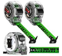 Bafeil 2 Pack 10M Fluorescent Steel Tape Measure,Retractable Measuring Tape | Self-Lock Precision 10 Metre Tape Measure, Double-Sided Graduated, 25mm Width, Waterproof Metric Ruler