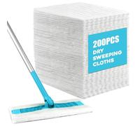 Bafeil 200 Pcs Dry Sweeping Cloths Pads, Compatible with Flash Speed Mop Refill Wipes, Disposable Duster Refills for Wood, Tile, and Multi-Surface Floor Cleaning