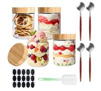 Bafeil 4-Pack Overnight Oats Jars with Lids and Spoons - 450ml Glass Mason Jars, Airtight Overnight Oats Containers for Yogurt, Cereal, Fruit, Milk 15 OZ