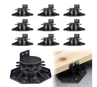 Bafeil Adjustable Decking Pedestal Riser Bearing Support 30mm-60mm Suitable for DIY Projects Pack of 10, Deck Levelling Feet Heavy-Duty Support Base PP Black for Garden Decking