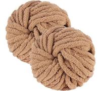 Bafeil Chunky Wool for Hand Knitting 250g x 2, Super Soft Thick Yarn for Crochet & Knitting, 2CM Fluffy Chenille Yarn for Cosy Blankets, Scarves, Hats, Shoes, Bags, Arm Knitting, Brown